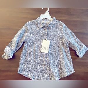 NWT ZARA GIRLS TOP BUTTON DOWN SHIRT SZ 5